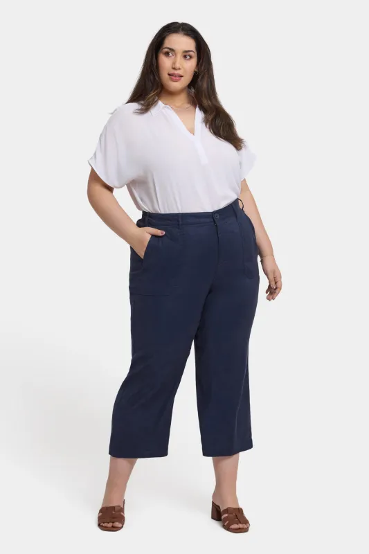 Wide Leg Cargo Capri Pants In Plus Size - Oxford Navy sold by NYDJ