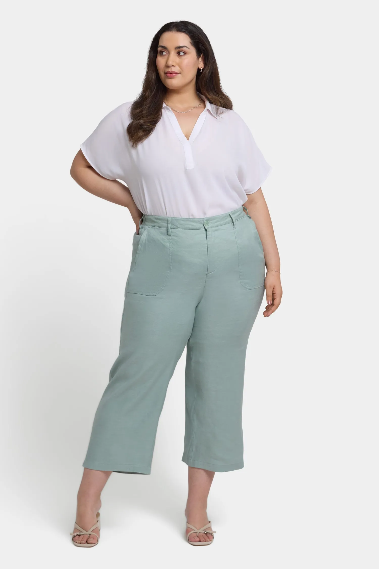 Wide Leg Cargo Capri Pants In Plus Size - Tomatillo sold by NYDJ