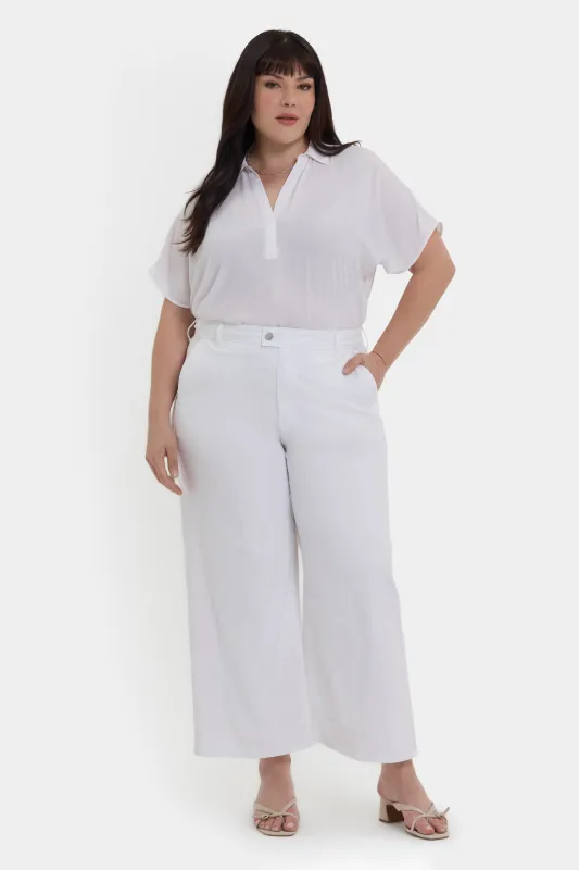 Mona Wide Leg Trouser Ankle Jeans In Plus Size - Optic White sold by NYDJ