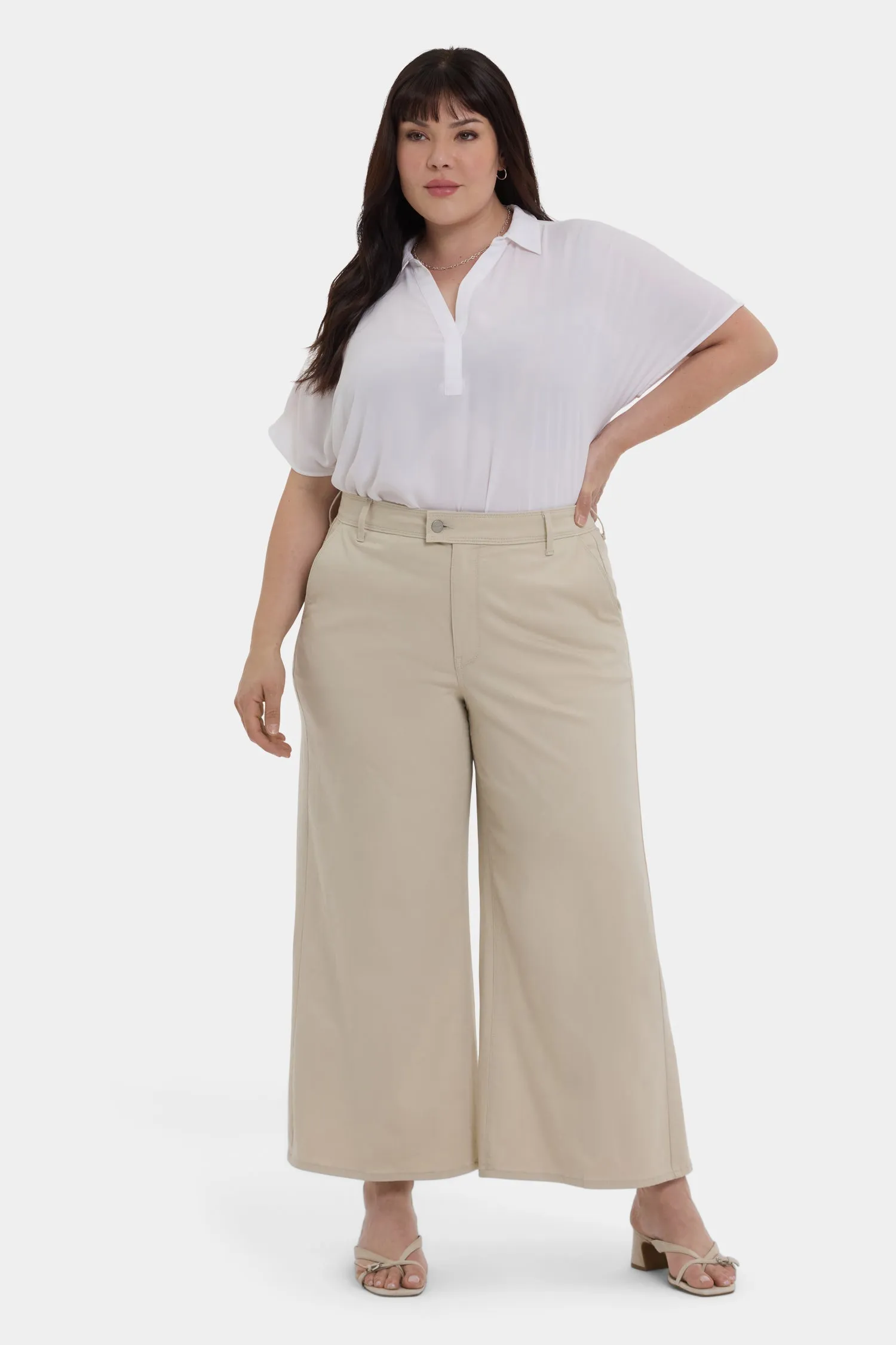 Mona Wide Leg Trouser Ankle Jeans In Plus Size - Feather sold by NYDJ