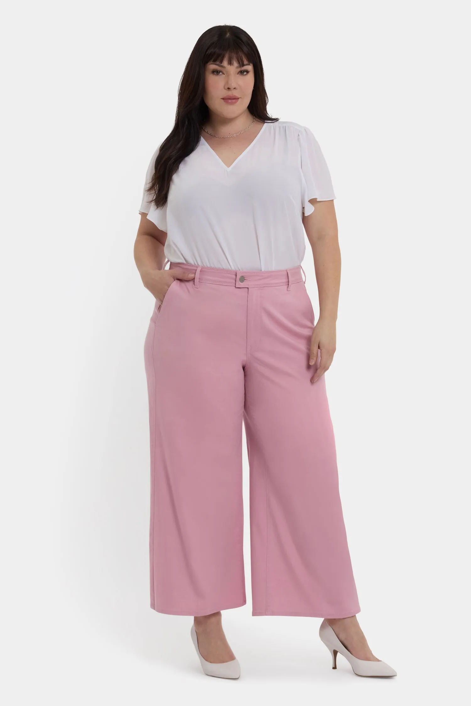 Mona Wide Leg Trouser Ankle Jeans In Plus Size - Pink Nectar sold by NYDJ