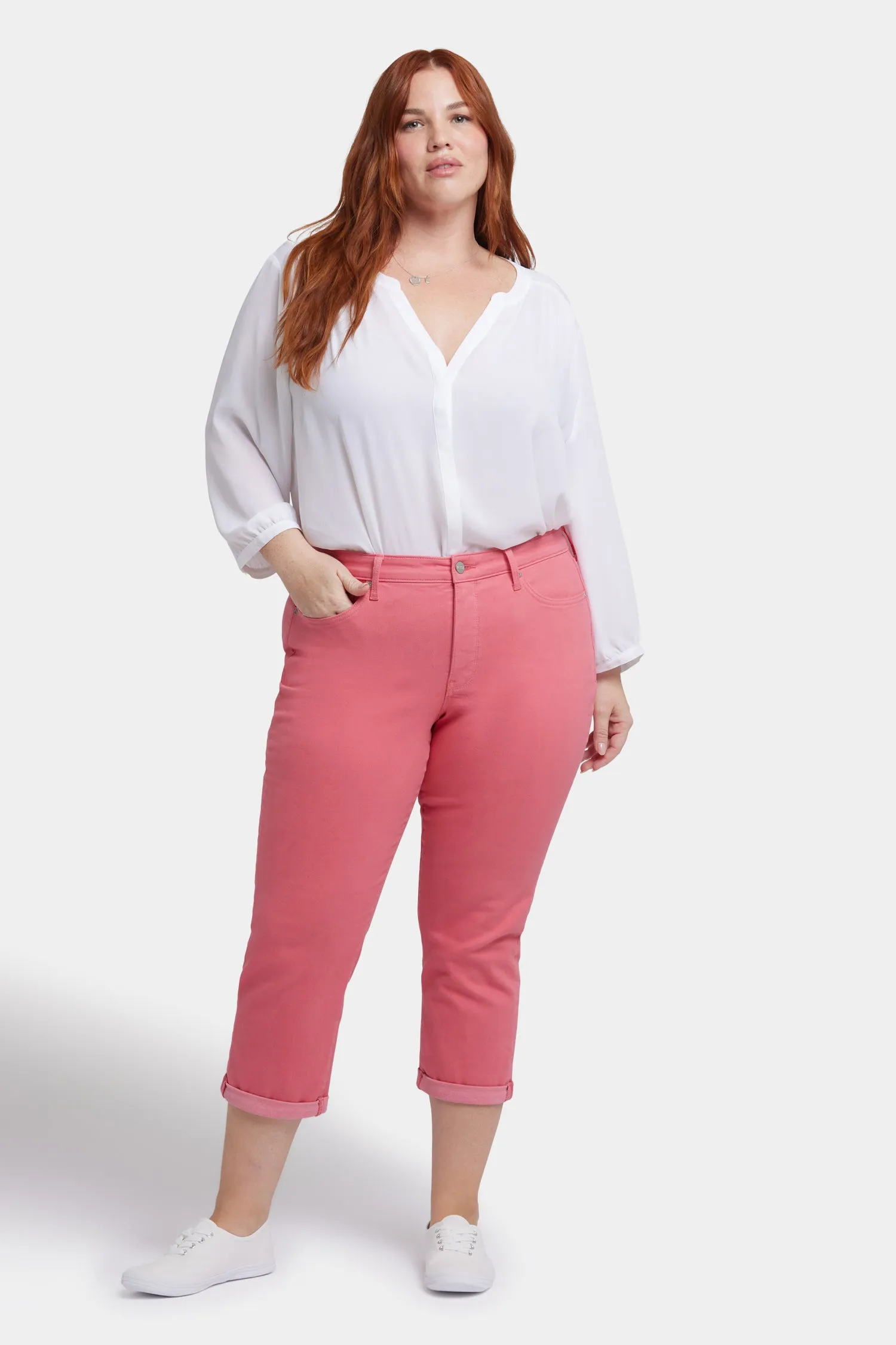Chloe Skinny Capri Jeans In Plus Size - Spiced Coral sold by NYDJ
