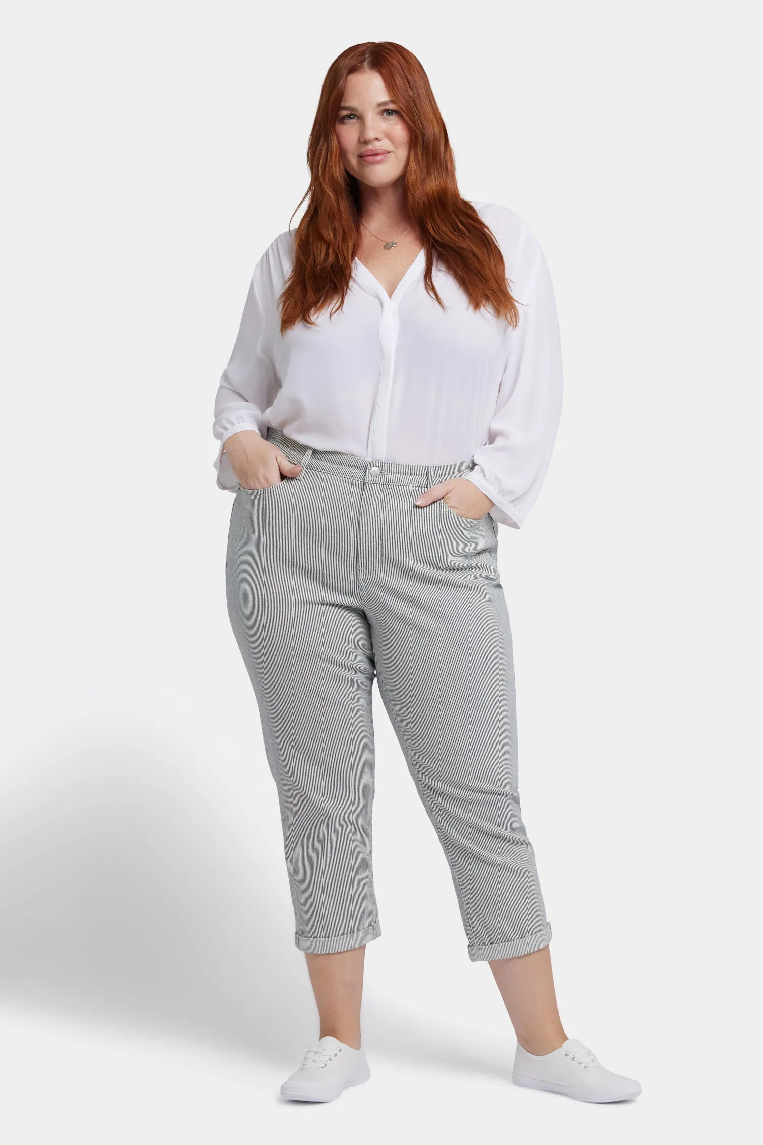 Chloe Skinny Capri Jeans In Plus Size - Luarca Stripe sold by NYDJ