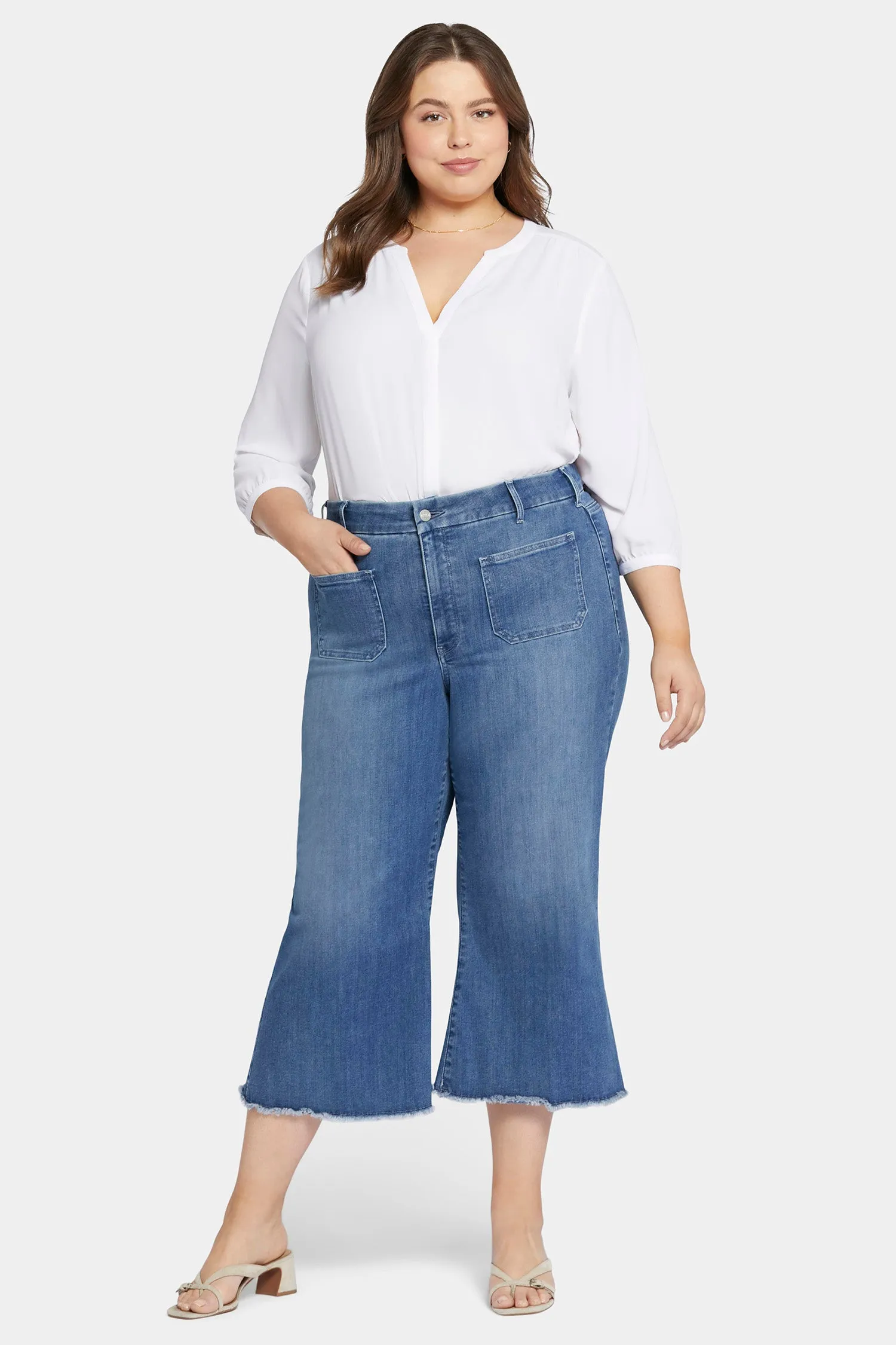 Patchie Wide Leg Capri Jeans In Petite Plus Size - Compass sold by NYDJ product image thumbnail 4