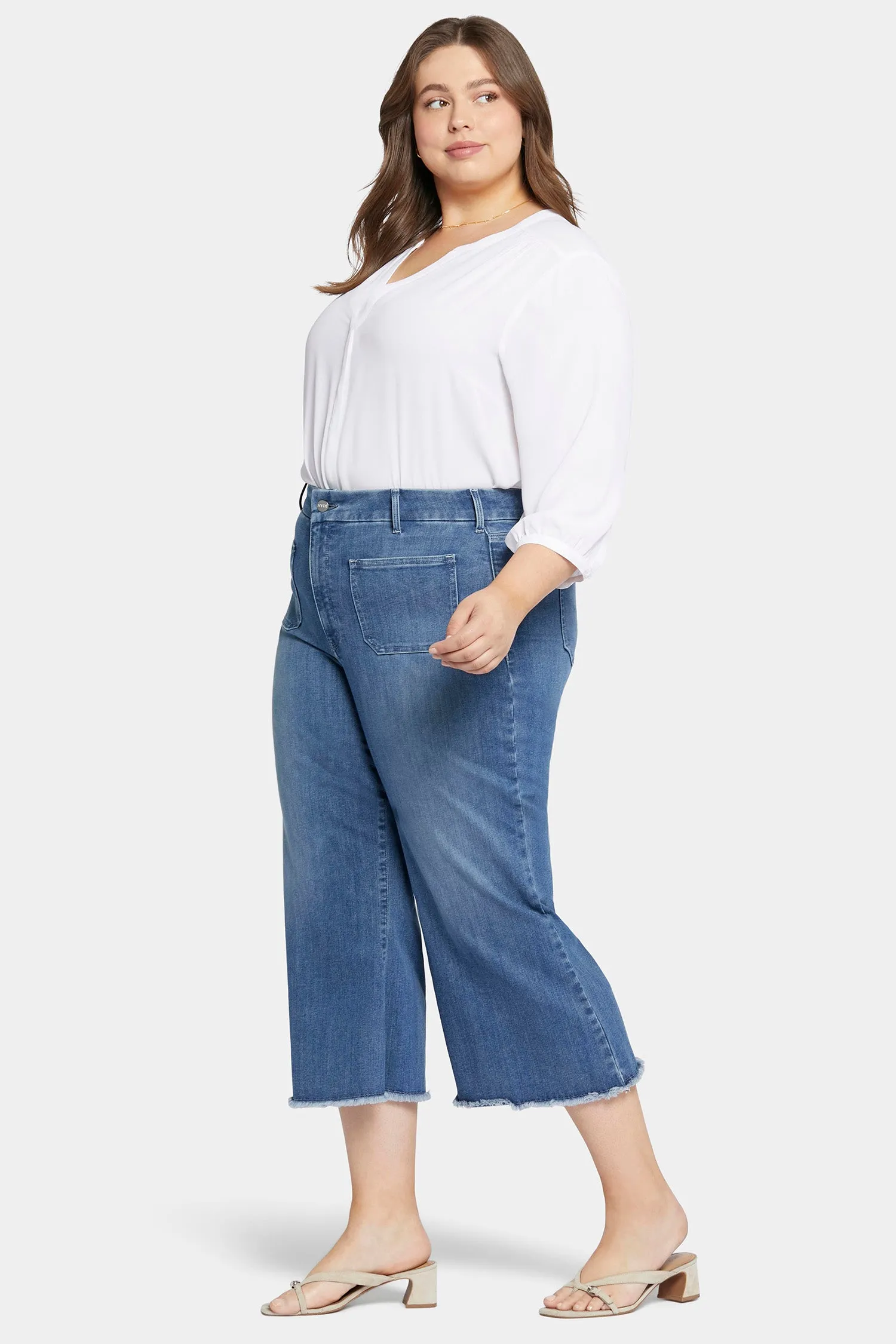 Patchie Wide Leg Capri Jeans In Petite Plus Size - Compass sold by NYDJ product image thumbnail 5