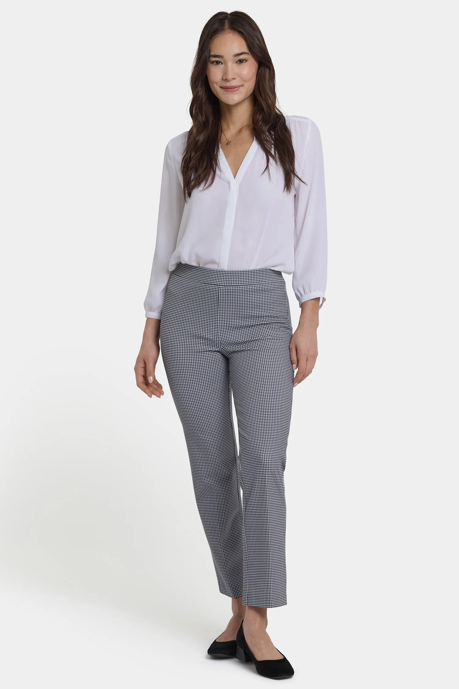 Pull-On Slim Ankle Trouser Pants - Harris Houndstooth sold by NYDJ