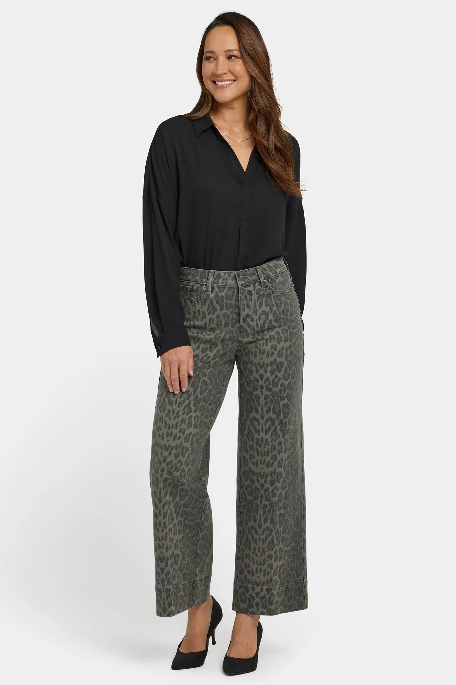 Teresa Wide Leg Ankle Jeans - Vine Leaf Leopard sold by NYDJ