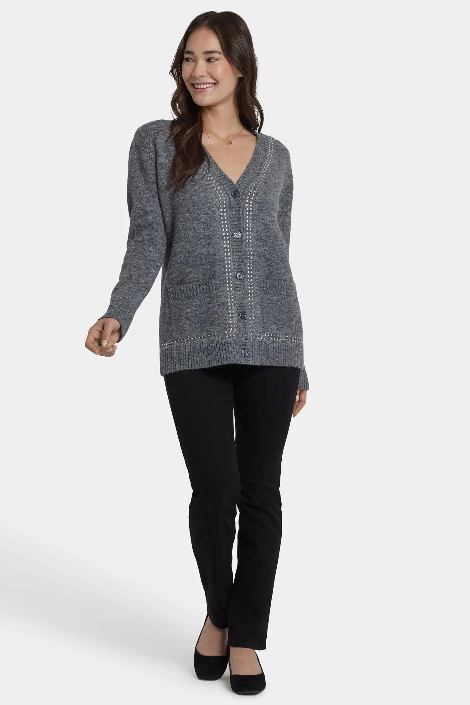 Crystal Cardigan - Charcoal Heather sold by NYDJ product image thumbnail 4