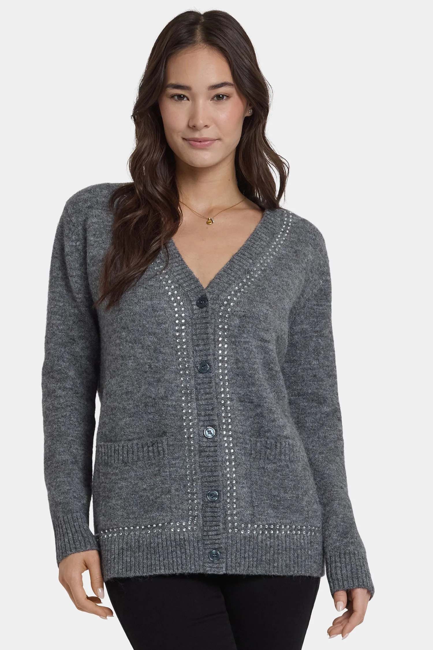 Crystal Cardigan - Charcoal Heather sold by NYDJ