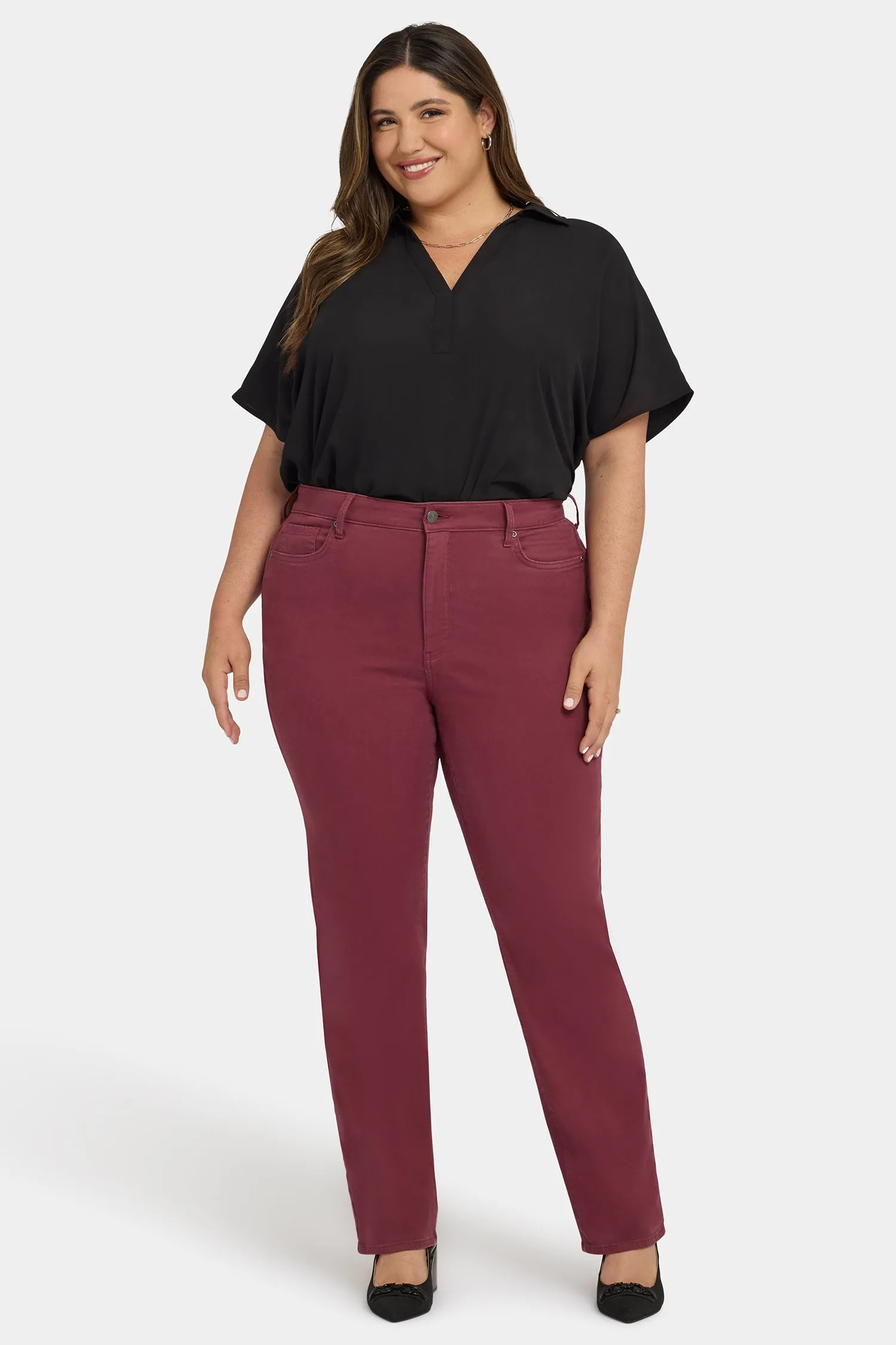 Marilyn Straight Jeans In Plus Size - True Burgundy sold by NYDJ