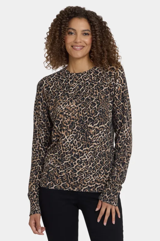 Cheetah Crewneck Sweater - Onyx Cheetah sold by NYDJ
