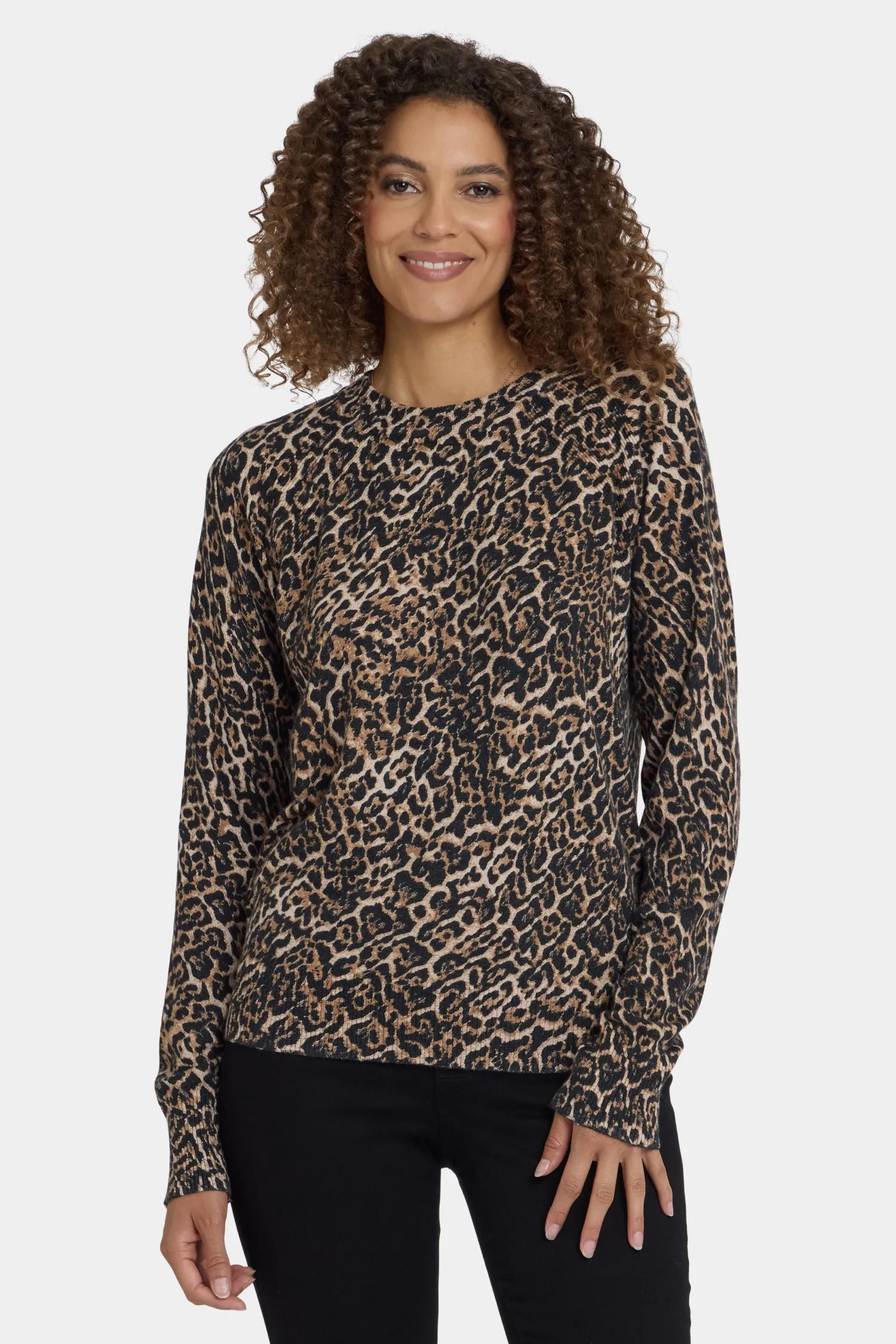 Cheetah Crewneck Sweater - Onyx Cheetah sold by NYDJ