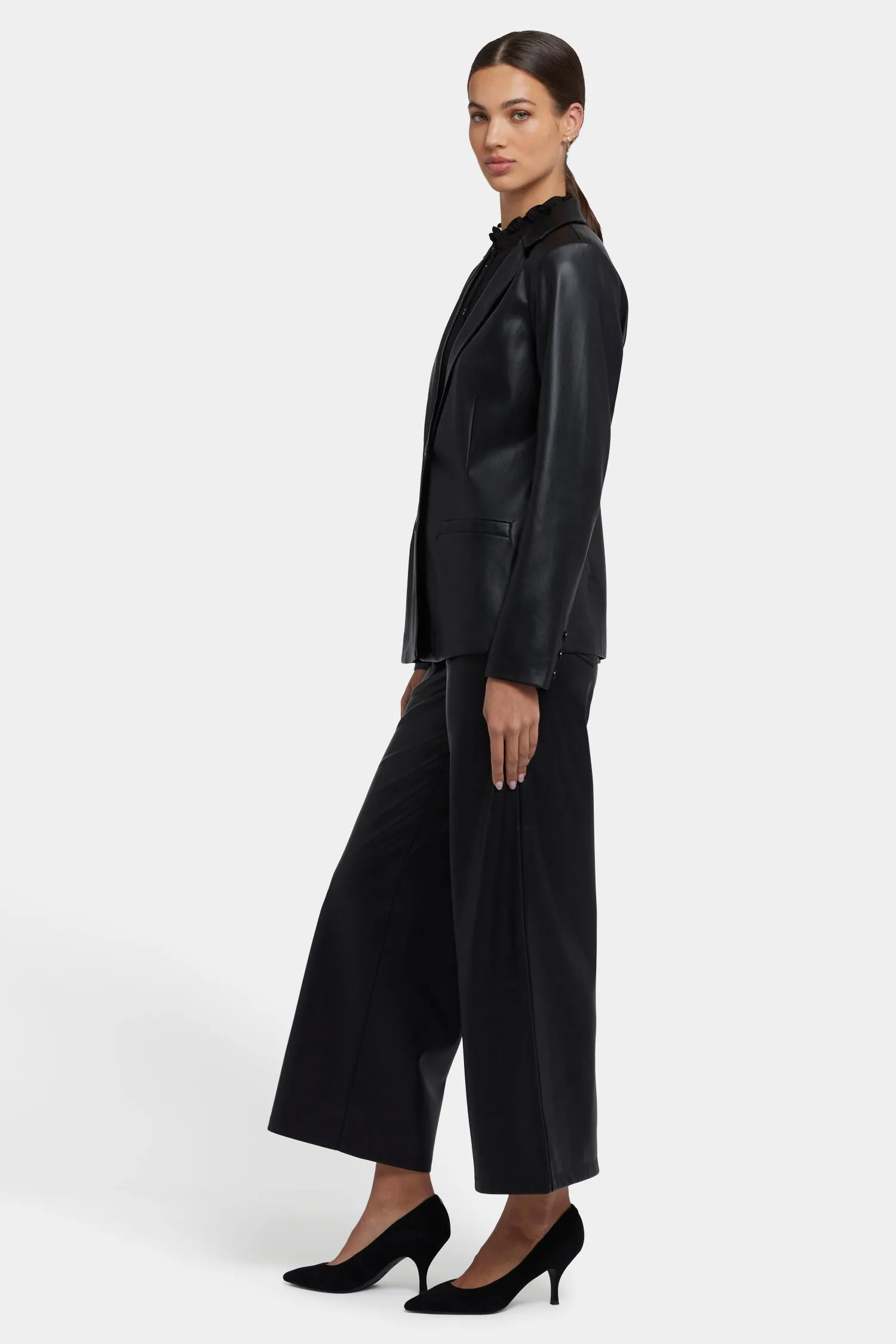 Vegan Stretch Leather Classic Blazer Jacket - Black sold by NYDJ product image thumbnail 3