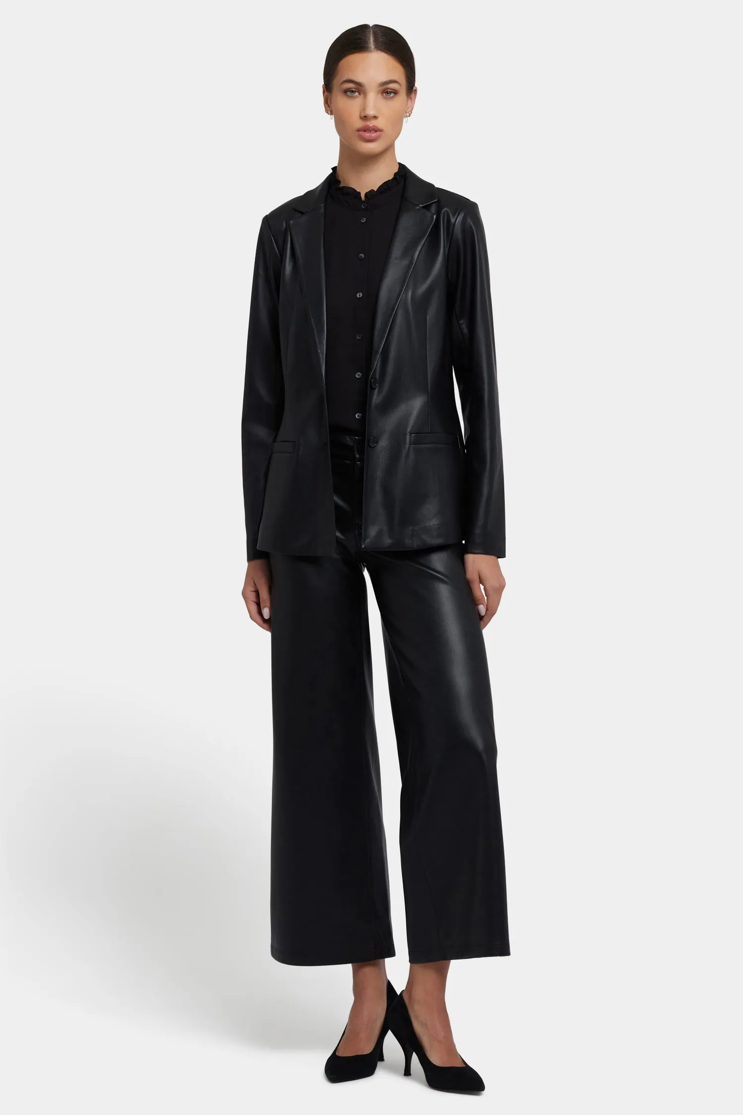 Vegan Stretch Leather Classic Blazer Jacket - Black sold by NYDJ product image thumbnail 4