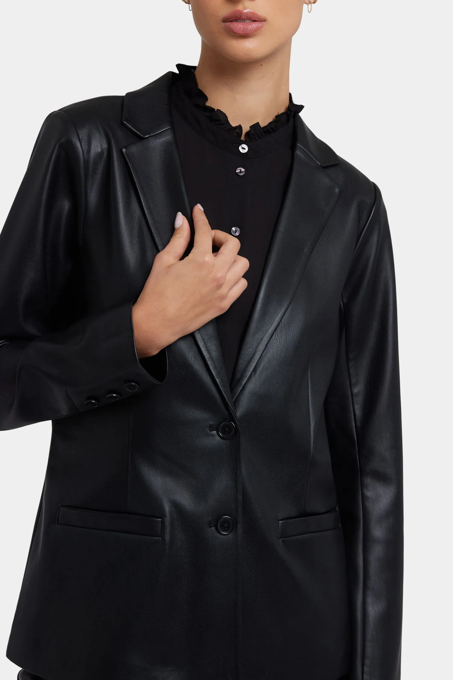 Vegan Stretch Leather Classic Blazer Jacket - Black sold by NYDJ product image thumbnail 5