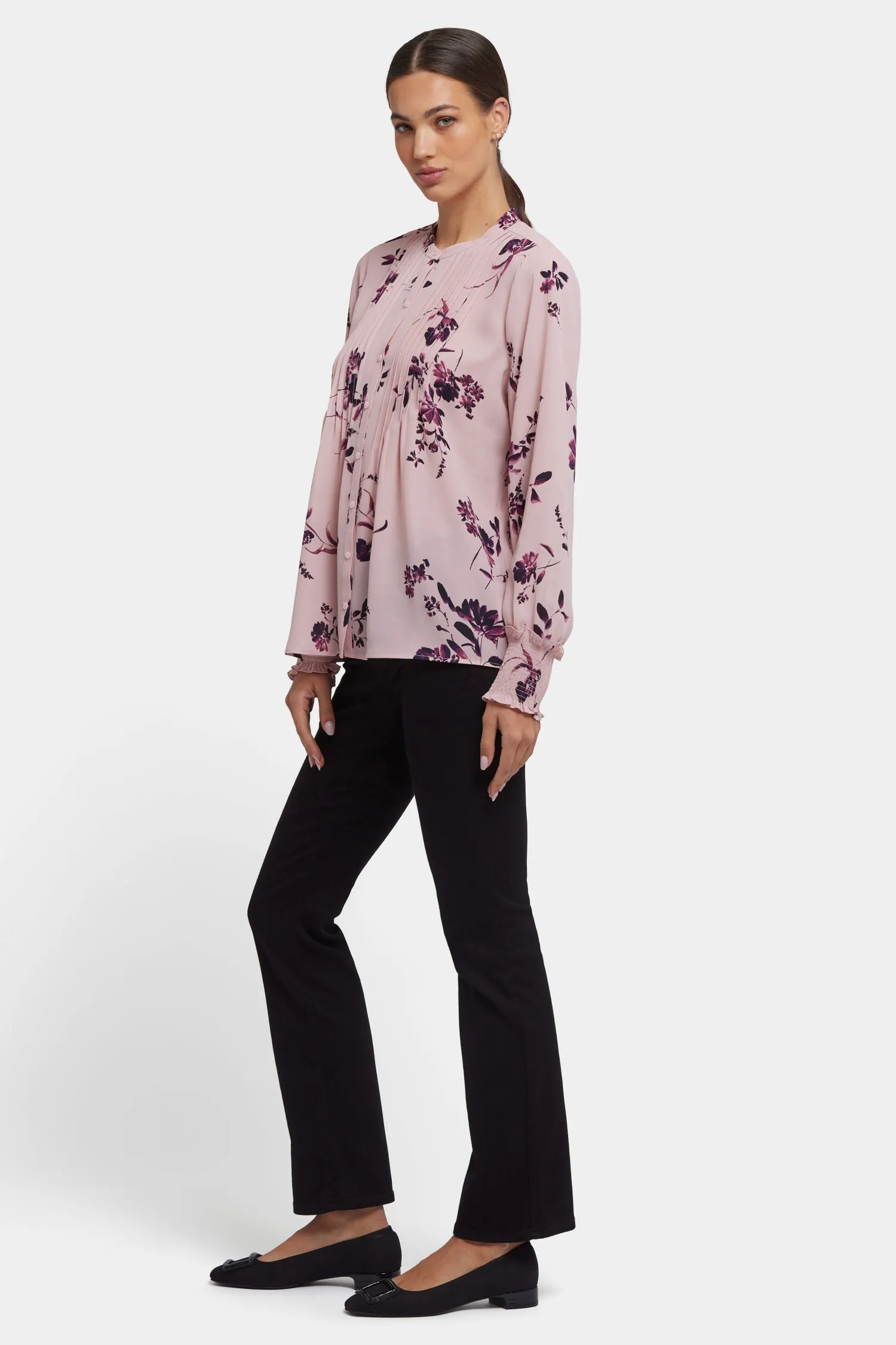 Pleated Peasant Blouse - Petite Palais sold by NYDJ product image thumbnail 4