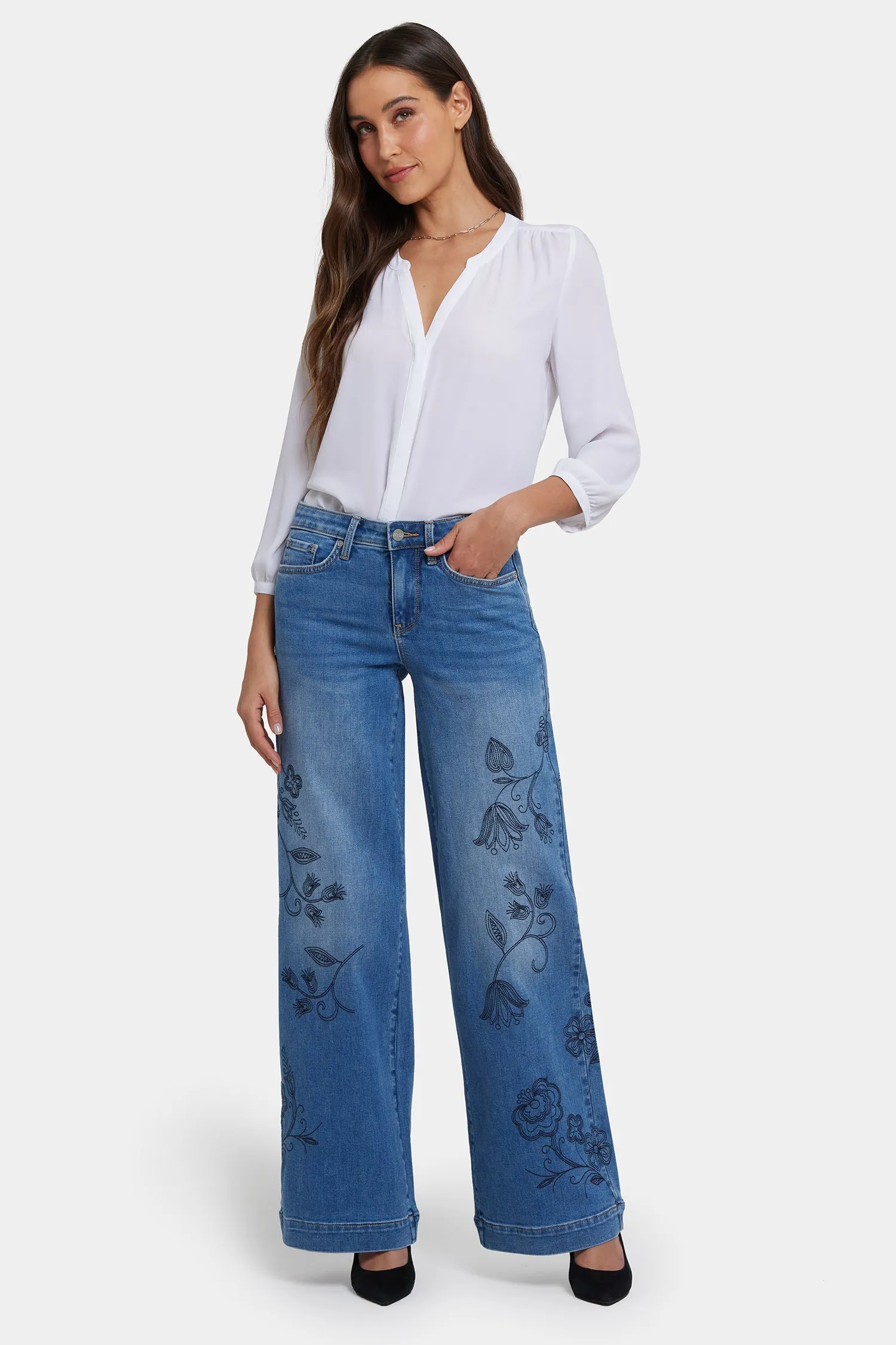 Teresa Wide Leg Jeans In Petite - Water Canyon sold by NYDJ