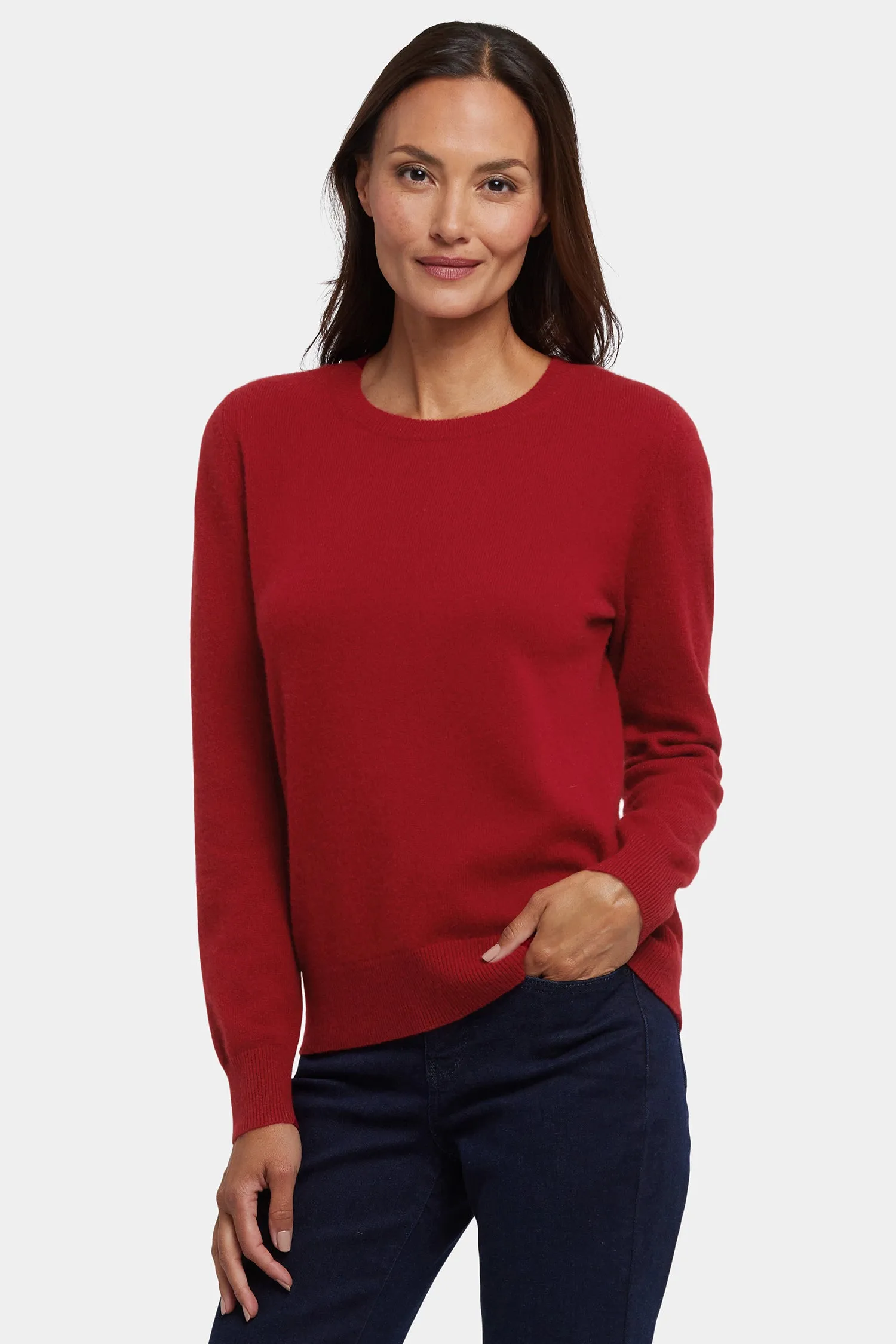 Cashmere Essential Crewneck Sweater - Red sold by NYDJ