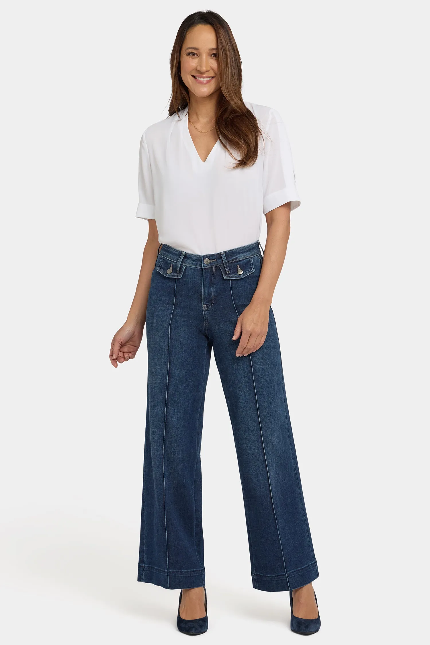 Teresa Wide Leg Jeans In Petite - Louvre Sapphire sold by NYDJ