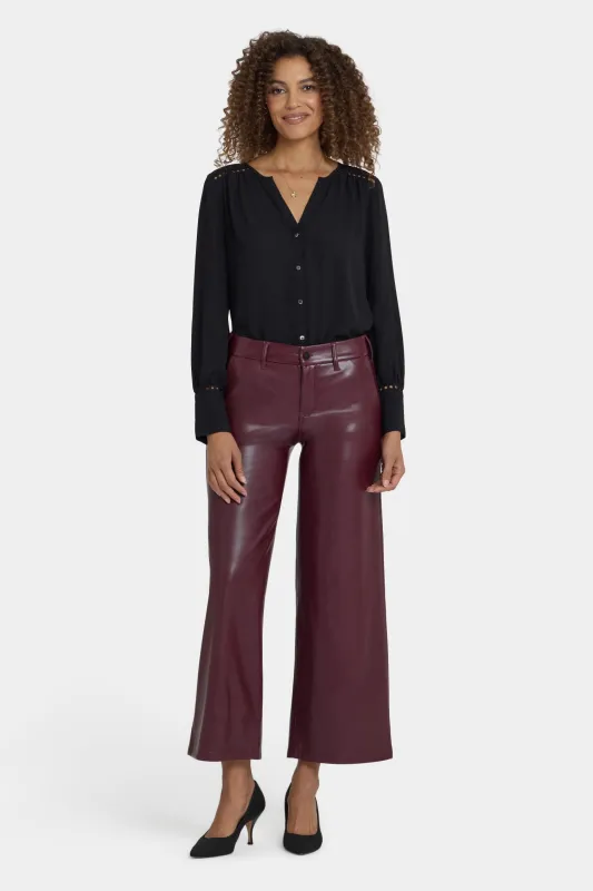 Vegan Stretch Leather Wide Leg Trouser Pants - Tavern sold by NYDJ