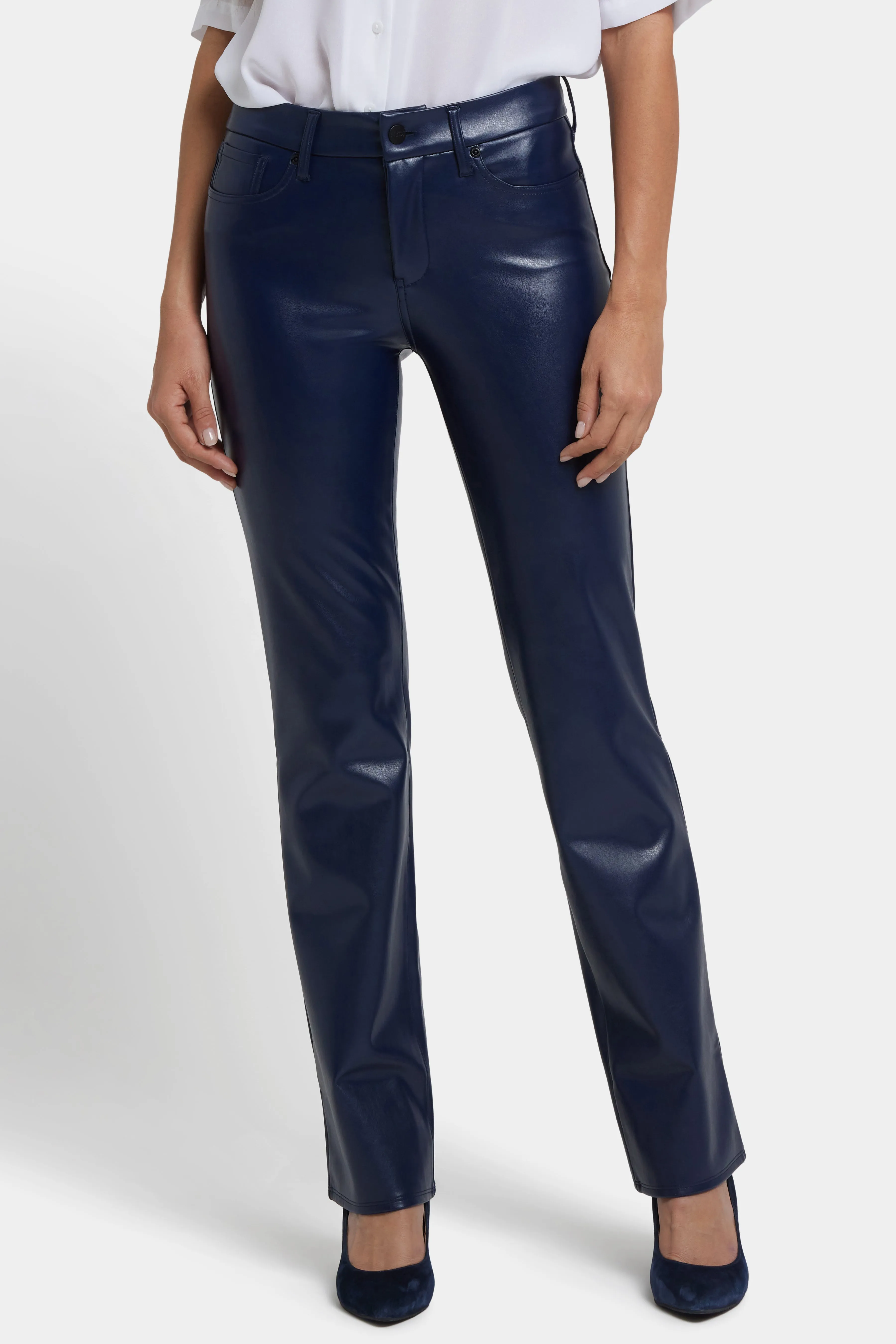Faux Leather Marilyn Straight Pants - Dark Sapphire sold by NYDJ product image thumbnail 5