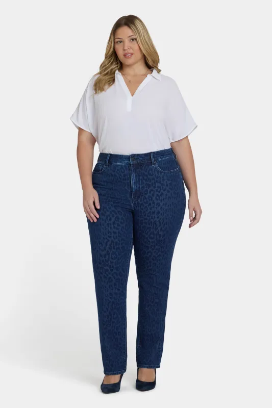 Marilyn Straight Jeans In Plus Size - Dark Denim Leopard sold by NYDJ