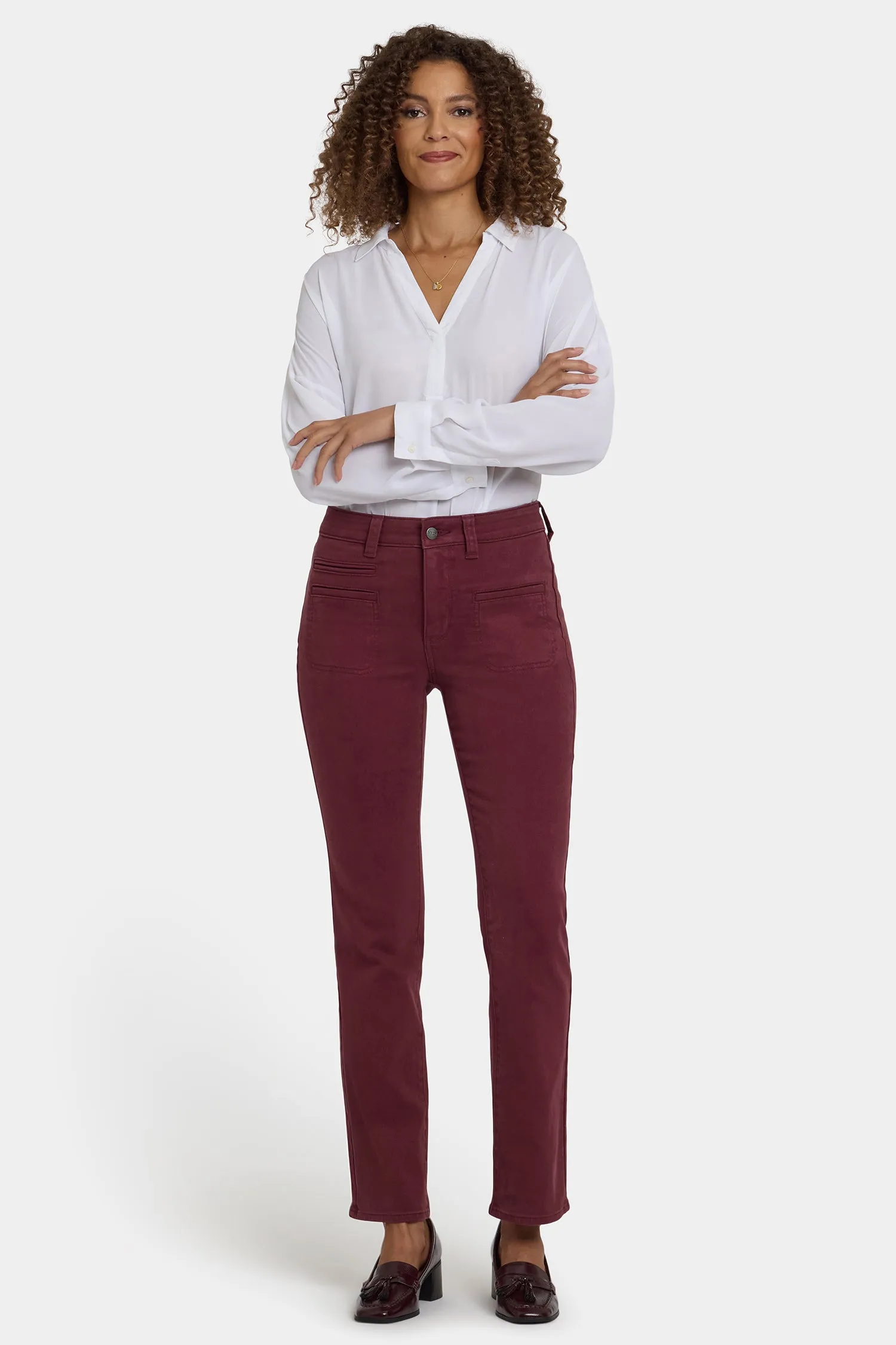 Marilyn Straight Jeans In Petite - Sienna Red sold by NYDJ