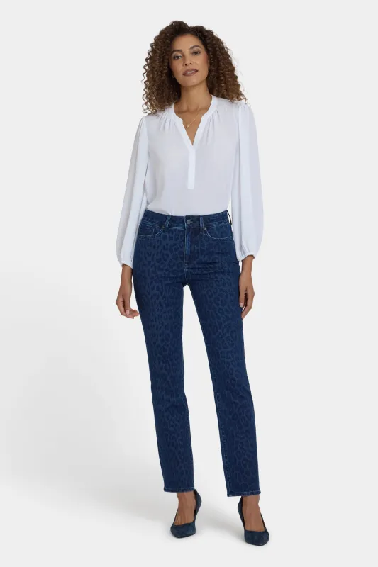 Marilyn Straight Jeans - Dark Denim Leopard sold by NYDJ