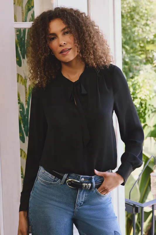 Tie-Neck Blouse - Black sold by NYDJ