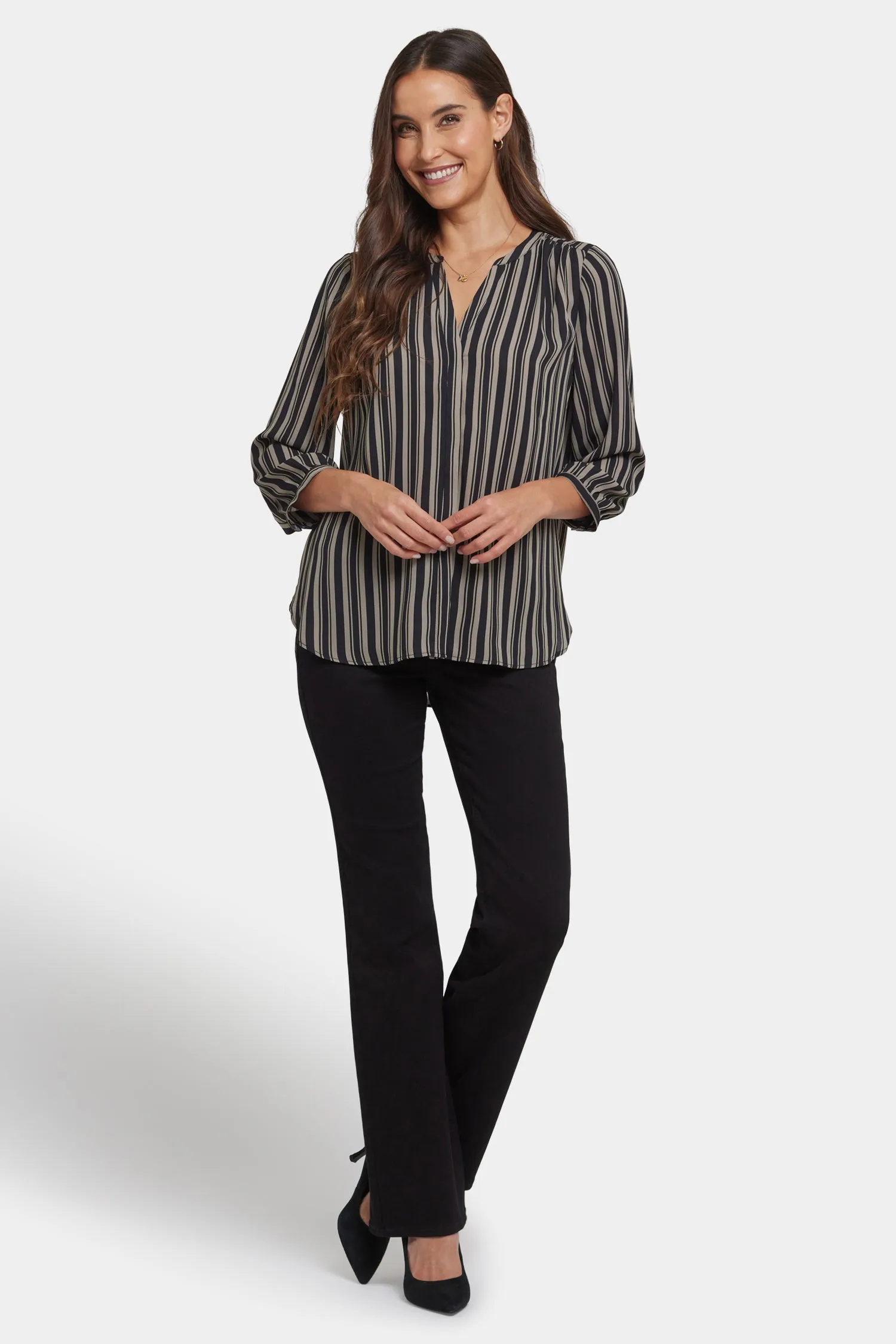 Pintuck Blouse - Benoit Stripe sold by NYDJ product image thumbnail 4