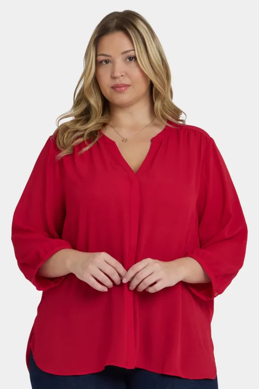Pintuck Blouse In Plus Size - Carnelian sold by NYDJ