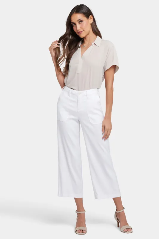 Wide Leg Cargo Capri Pants In Petite - Optic White sold by NYDJ
