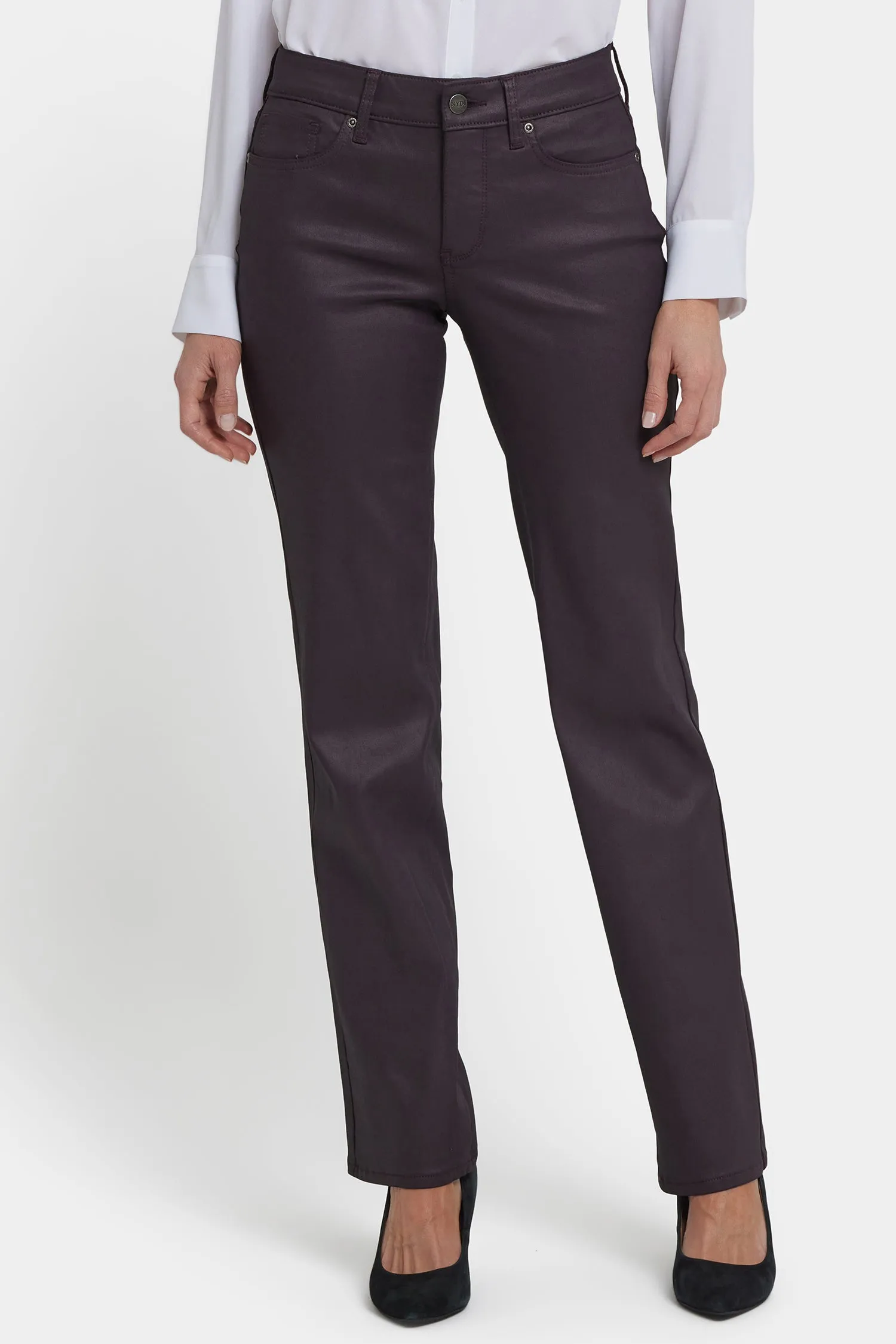 Coated Marilyn Straight Jeans In Petite - Fig Coated sold by NYDJ product image thumbnail 4