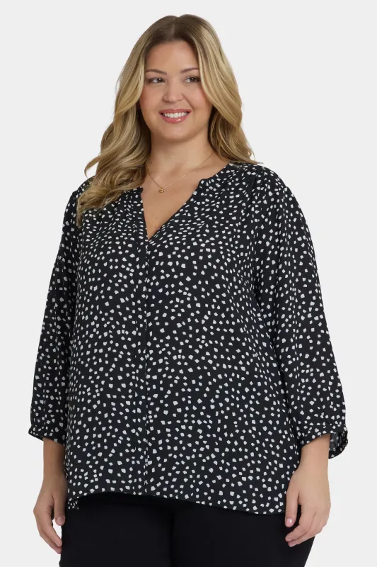 Pintuck Blouse In Plus Size - Francoise Dots sold by NYDJ