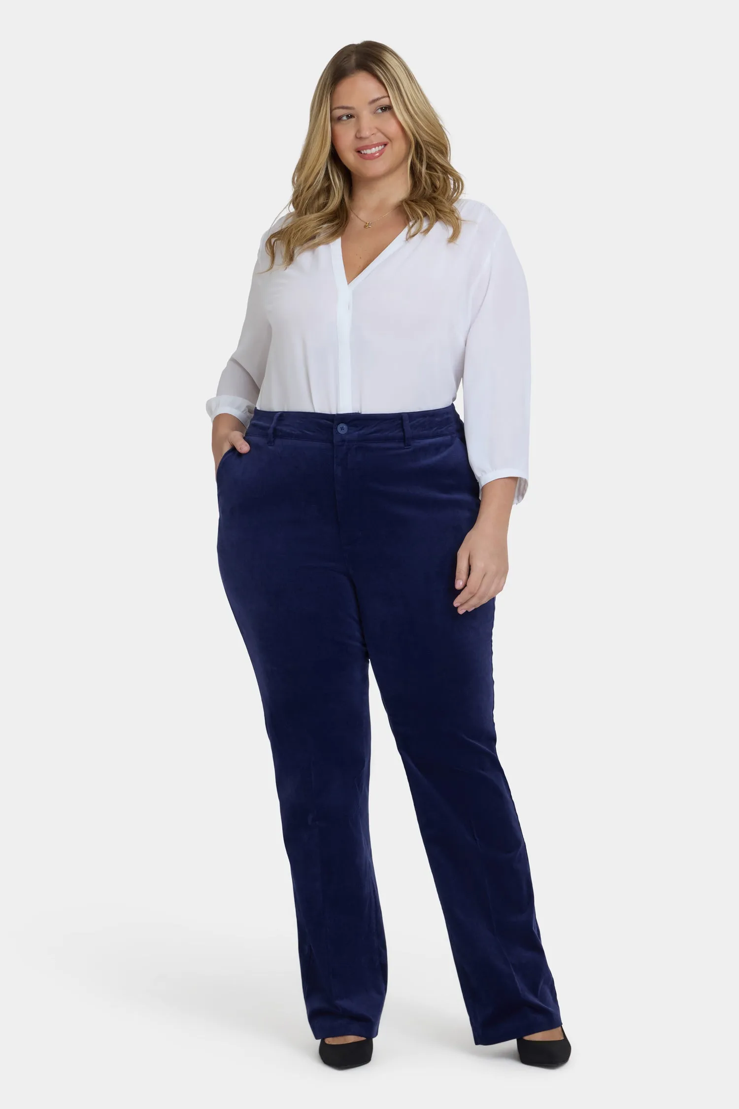 Straight Trouser Pants In Plus Size - Dark Sapphire sold by NYDJ