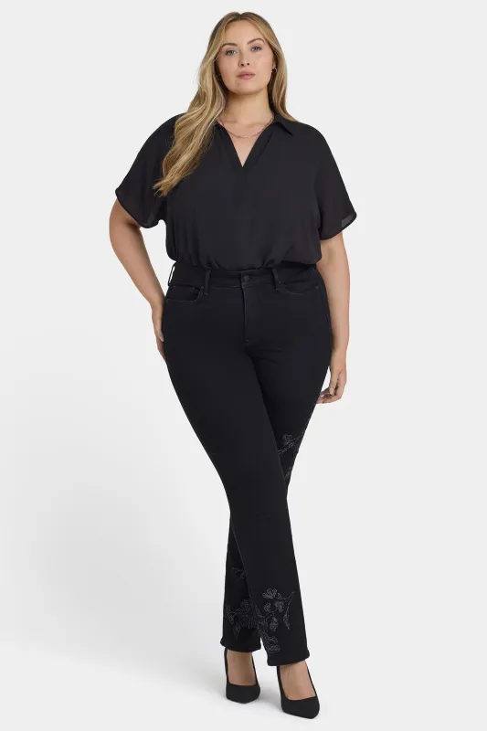 Marilyn Straight Jeans In Plus Size - Black Rinse sold by NYDJ