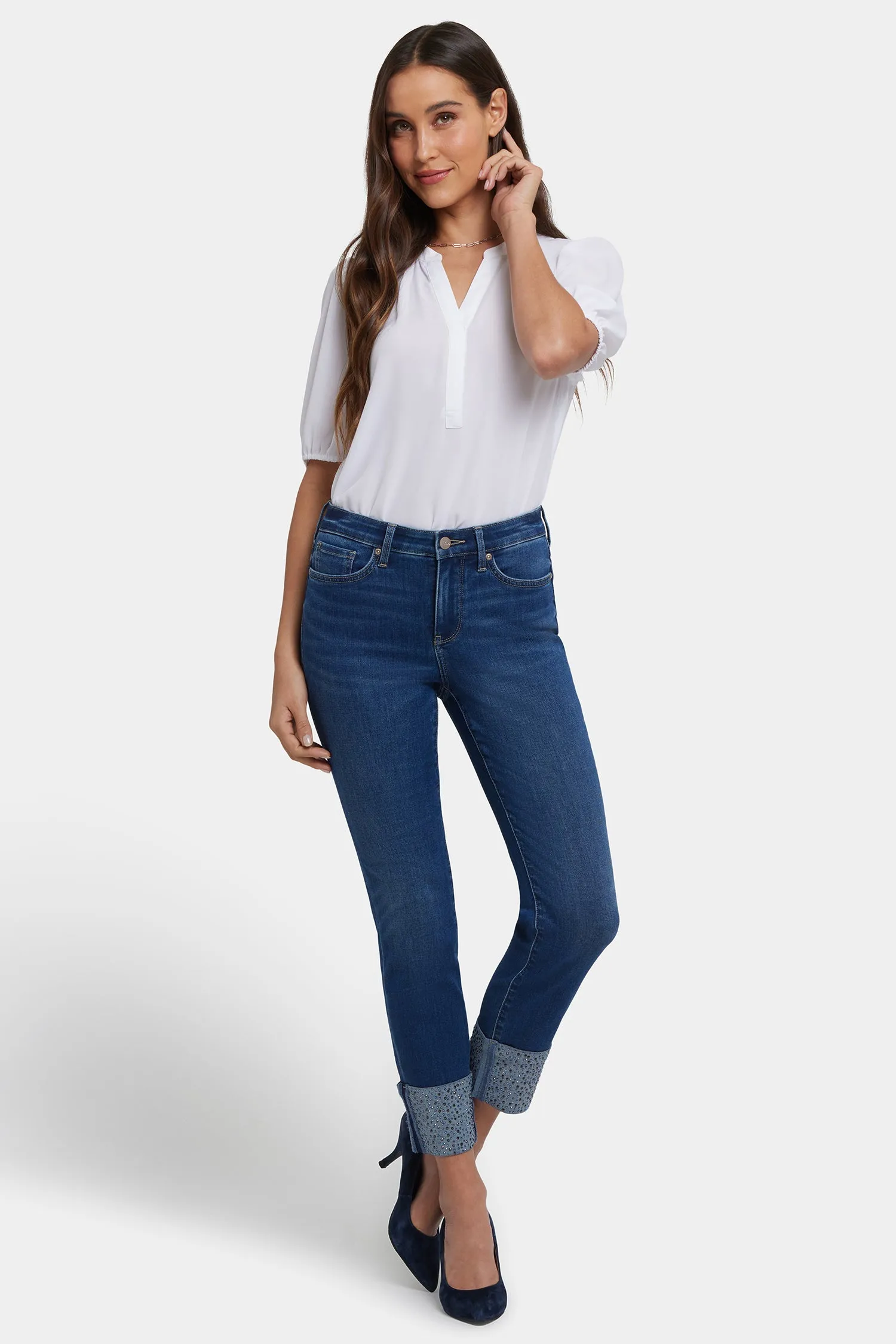 Sheri Slim Ankle Jeans In Petite - Vintage Lapis sold by NYDJ