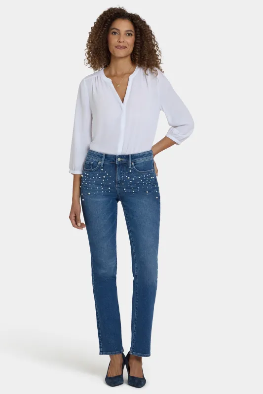 Marilyn Straight Jeans In Petite - Lake Notre-Dame sold by NYDJ