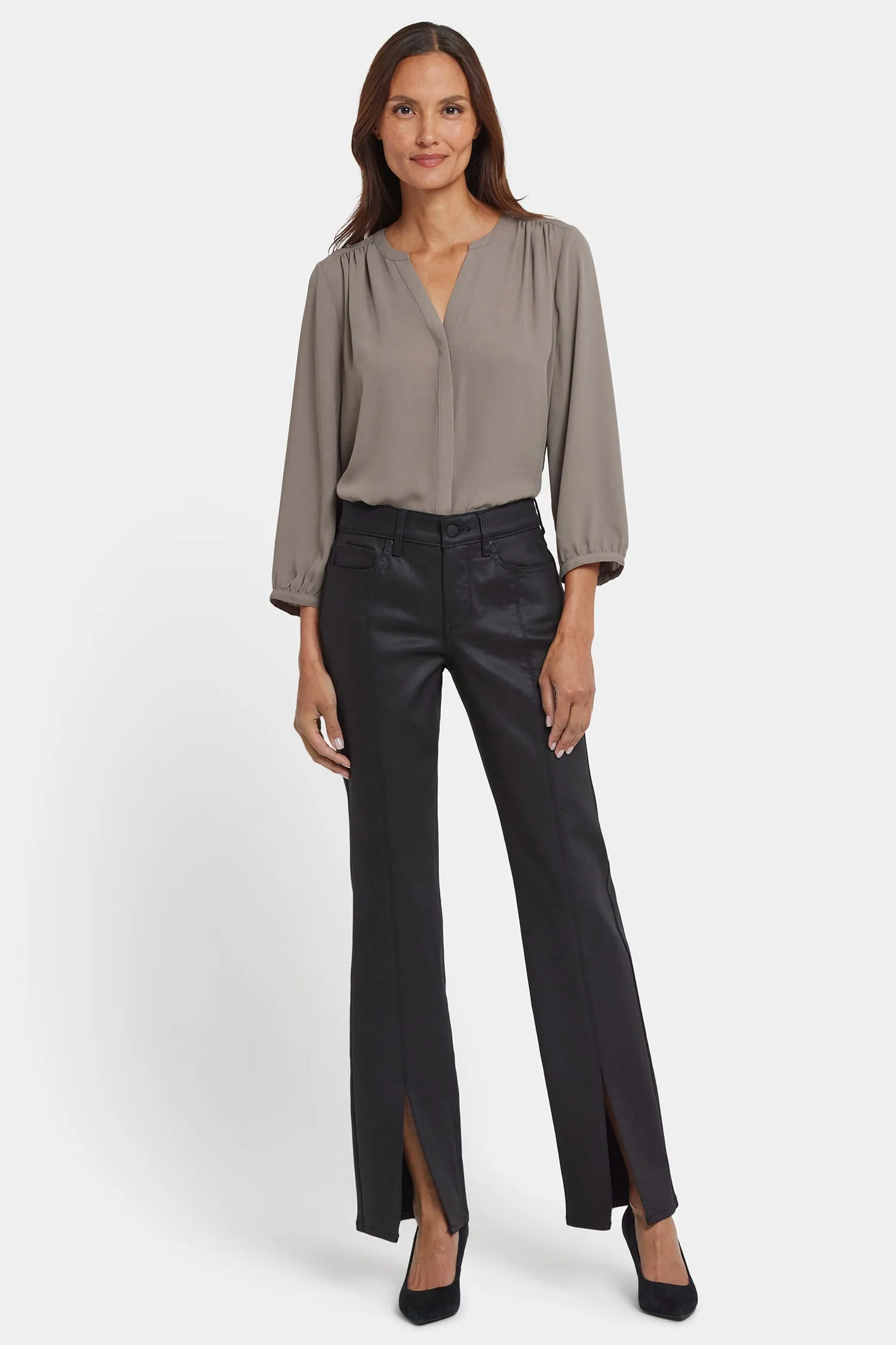 Coated Marilyn Straight Jeans - Black Coated sold by NYDJ