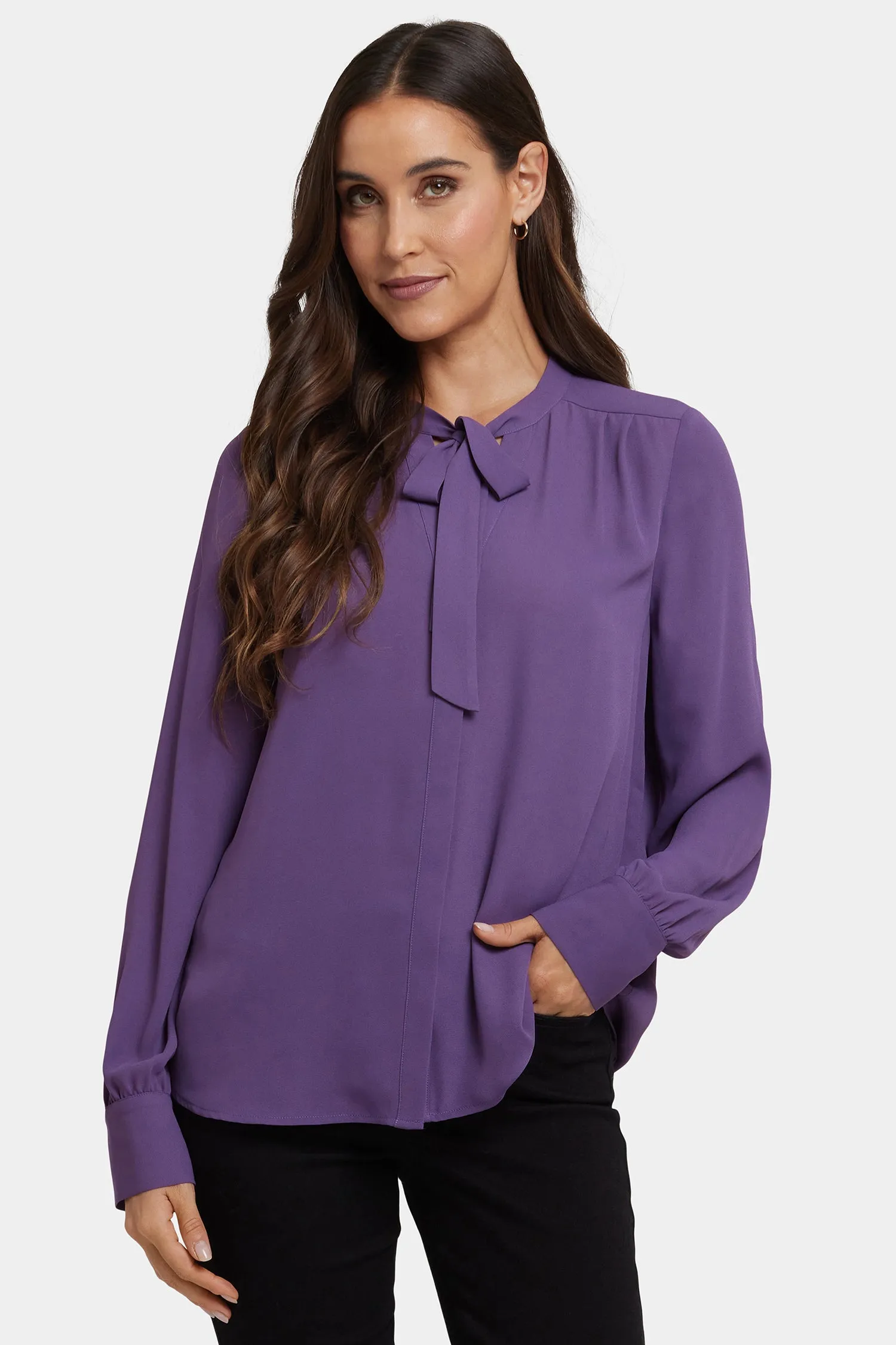 Tie-Neck Blouse - Grape Royale sold by NYDJ