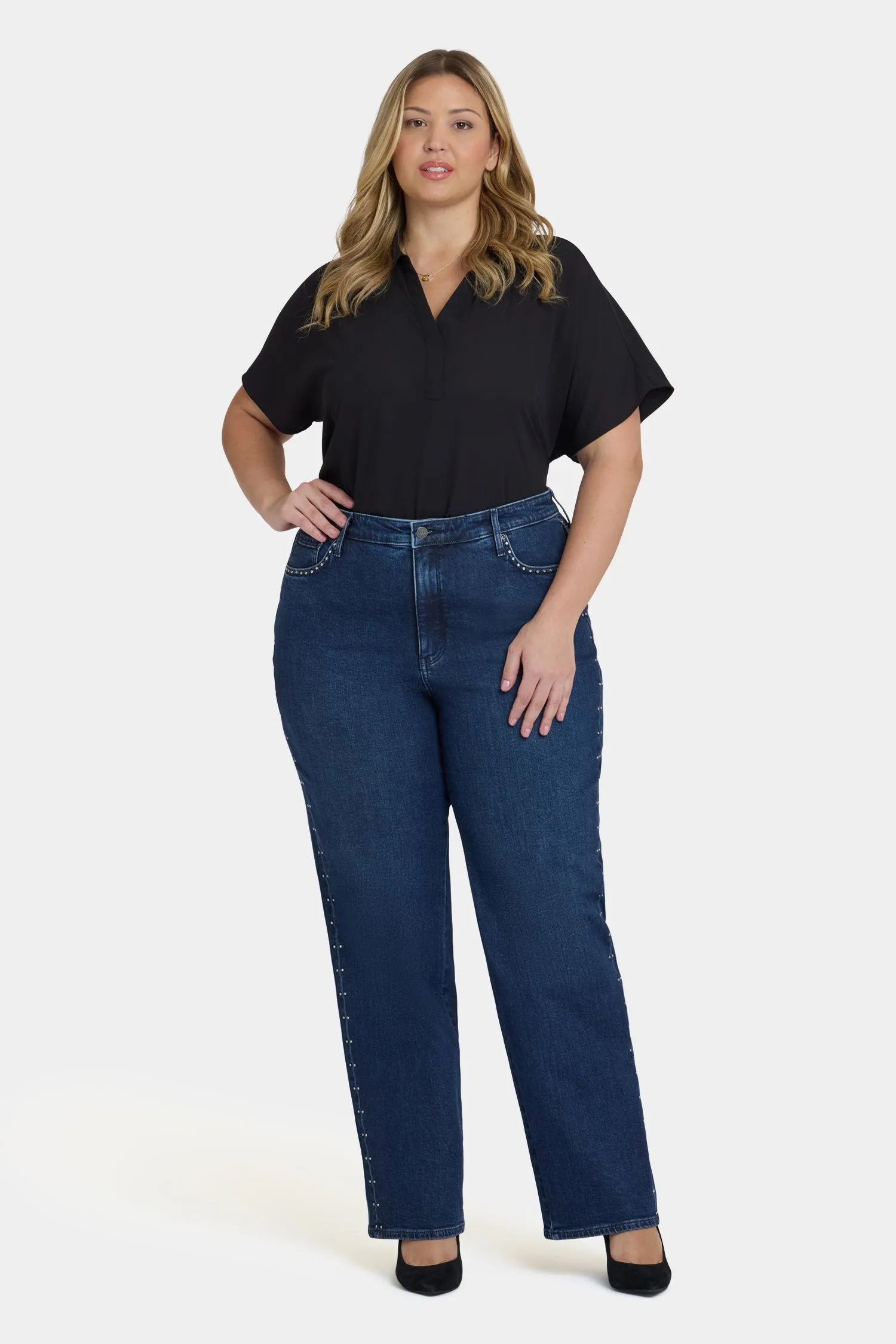 Brooke Loose Straight Jeans In Plus Size - Louvre Sapphire sold by NYDJ