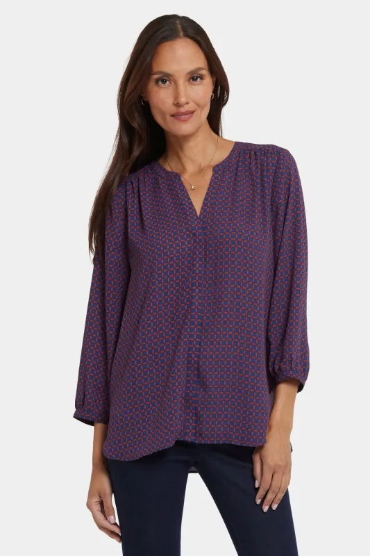 Pintuck Blouse - Carnelian Geo sold by NYDJ