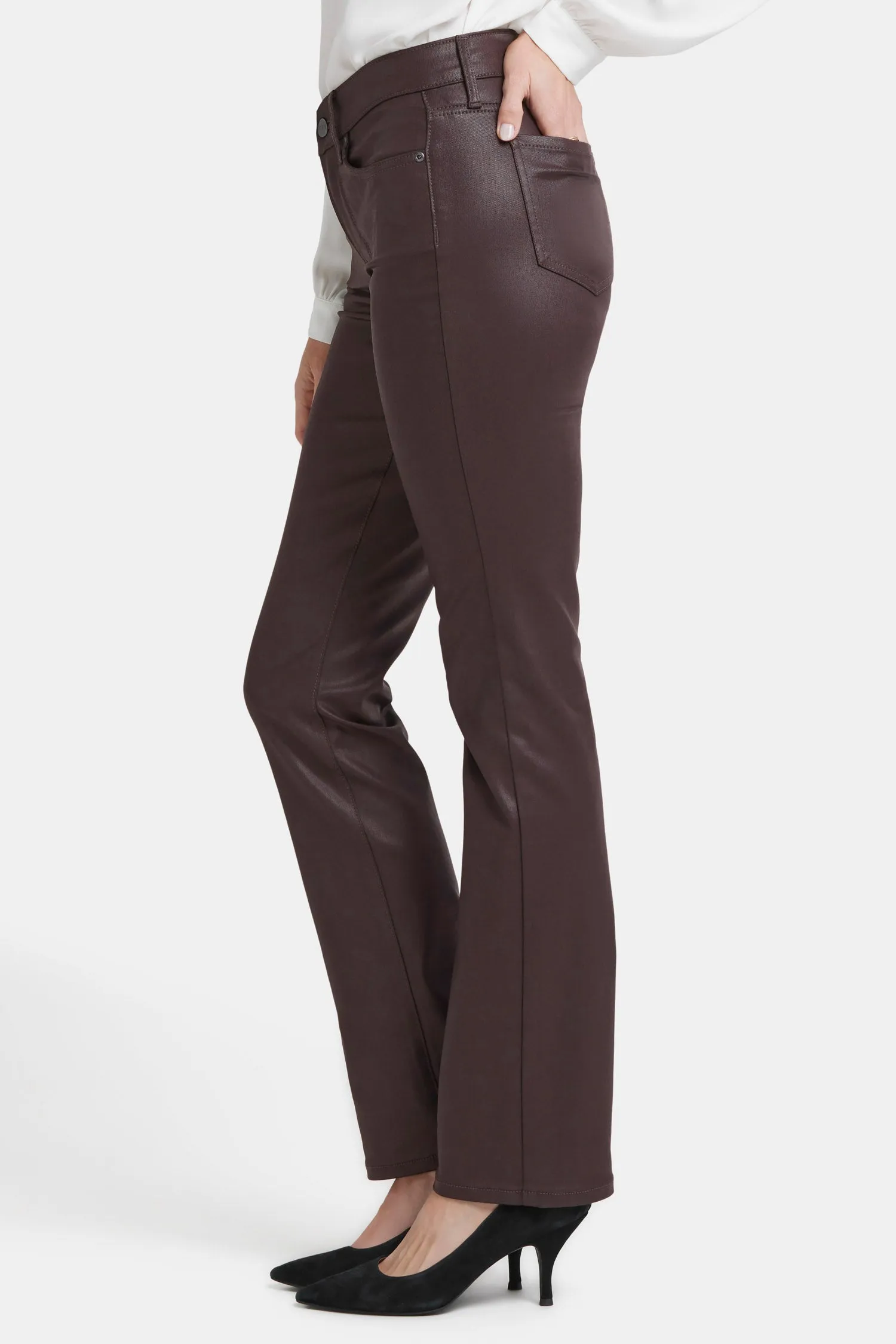 Coated Marilyn Straight Jeans In Petite - Cordovan Coated sold by NYDJ product image thumbnail 3