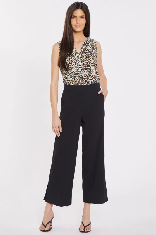 Wide Leg Ankle Pull-On Pants - Black sold by NYDJ