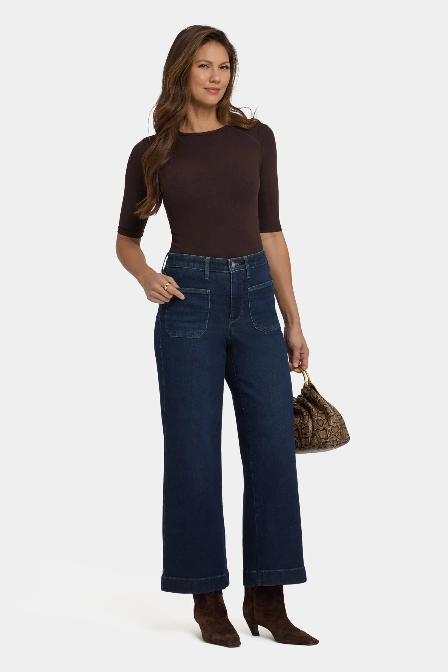 Teresa Wide Leg Ankle Jeans - Blacken Blue sold by NYDJ