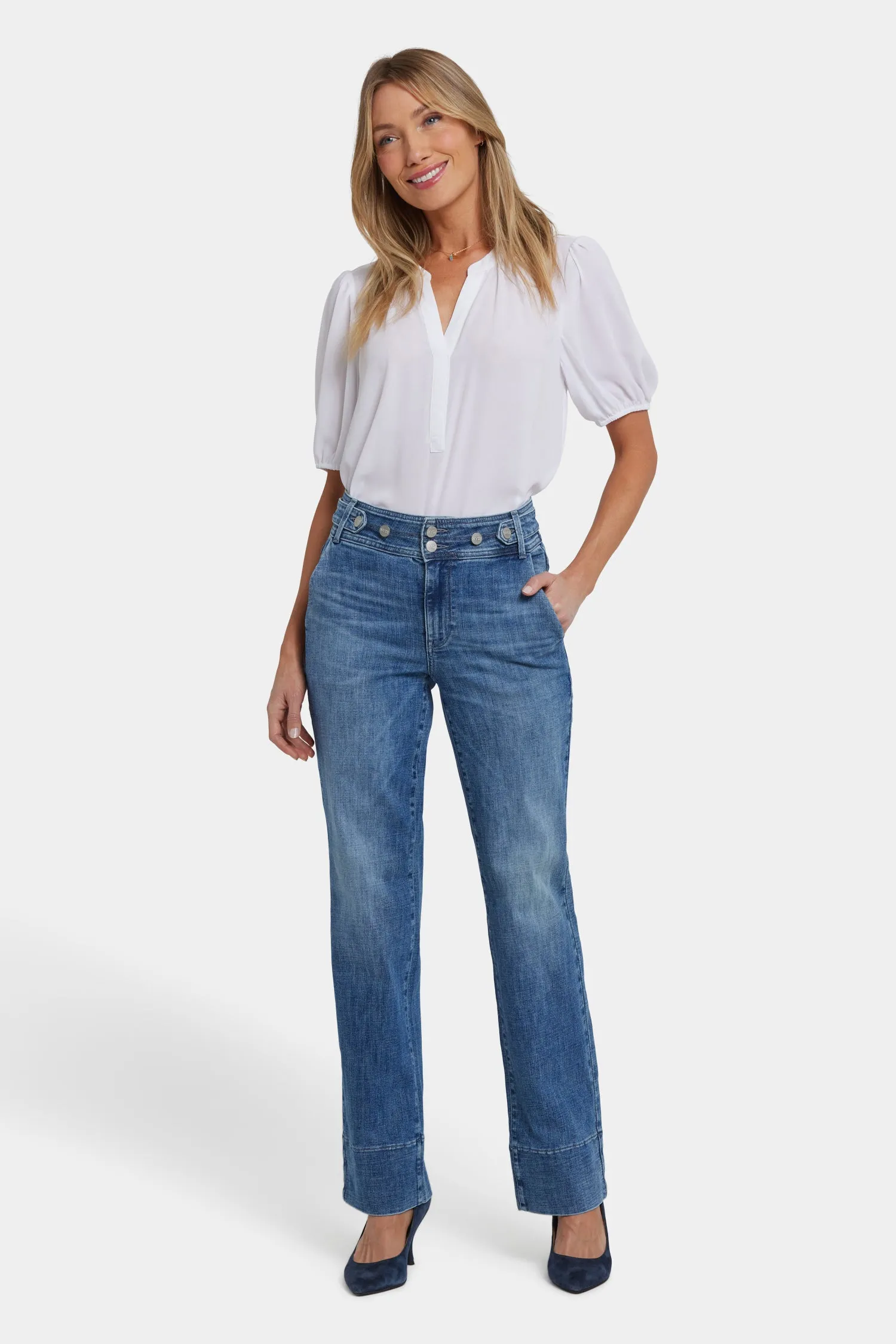 Bailey Relaxed Straight Jeans - Washed Crystal sold by NYDJ