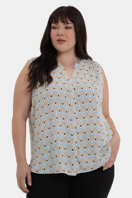 Sleeveless Pintuck Blouse In Plus Size - Cabo Punta sold by NYDJ