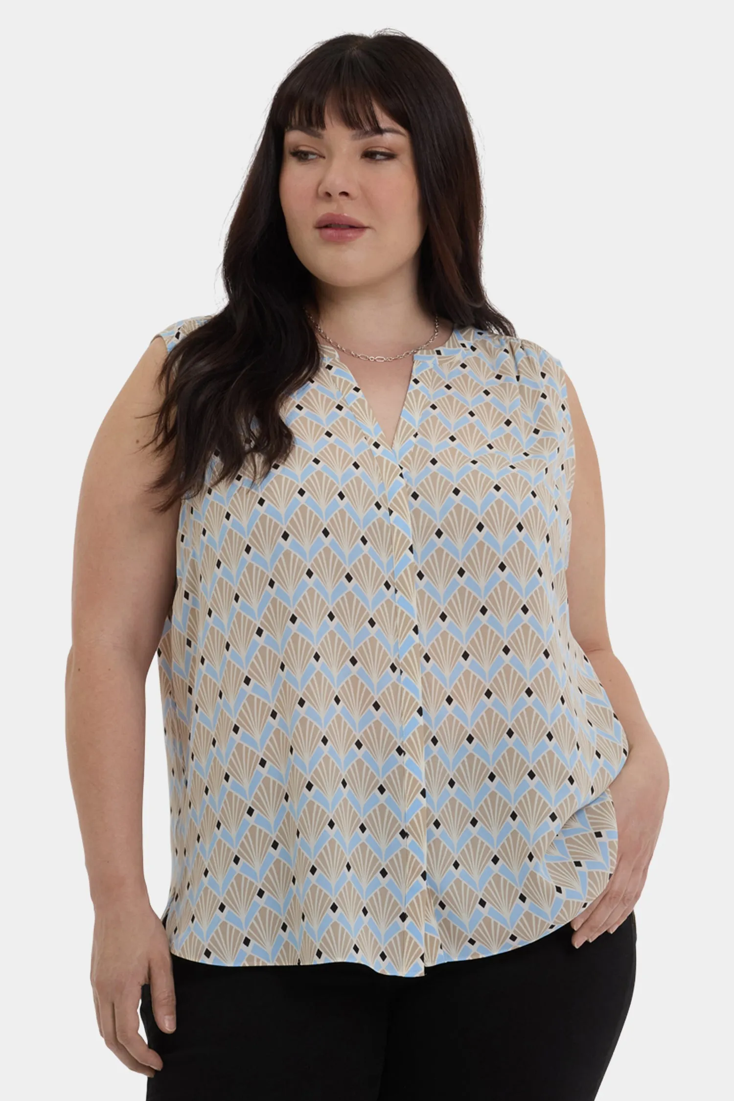 Sleeveless Pintuck Blouse In Plus Size - Cabo Punta sold by NYDJ