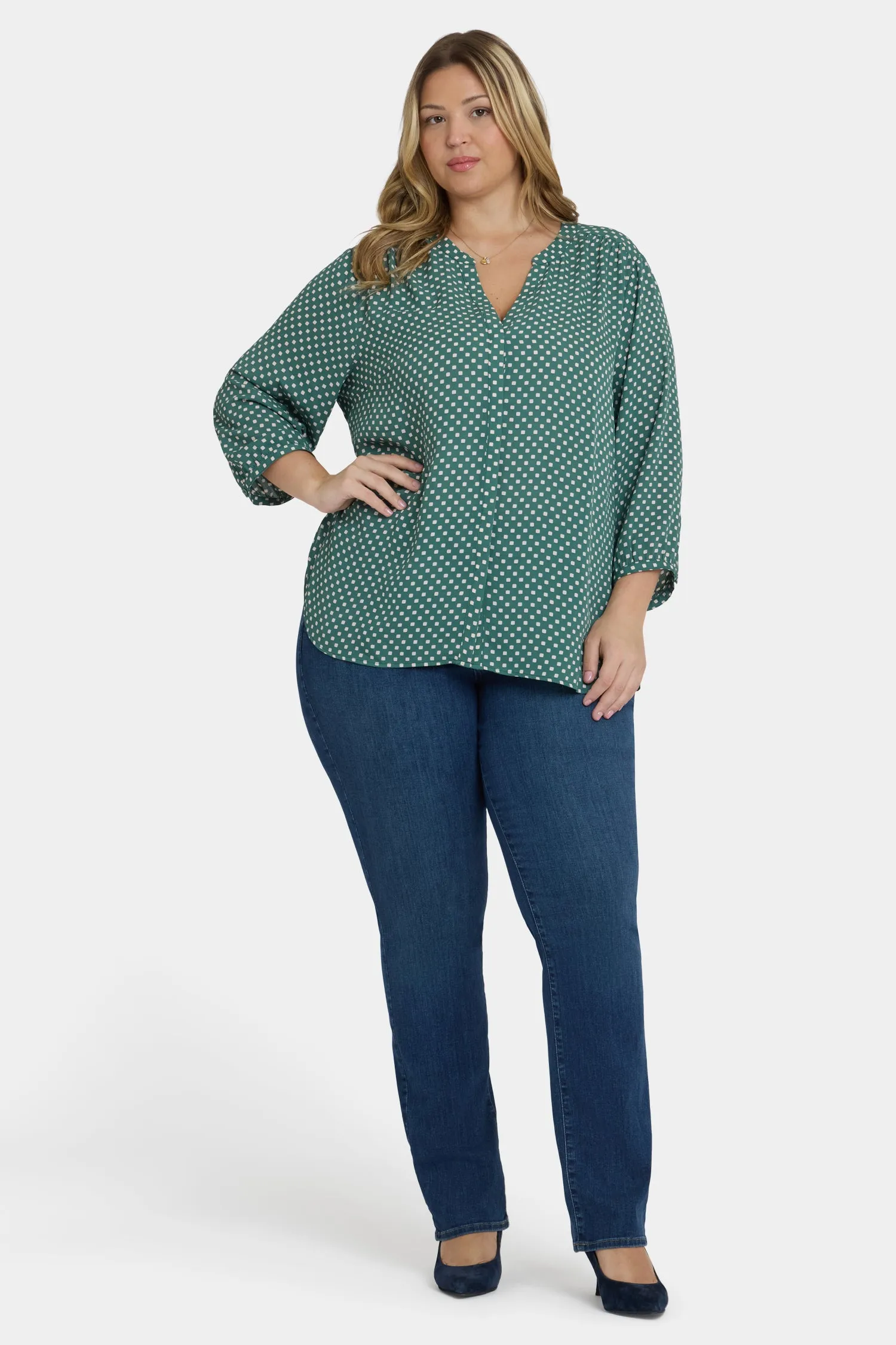 Pintuck Blouse In Plus Size - Adeline Dots sold by NYDJ product image thumbnail 4
