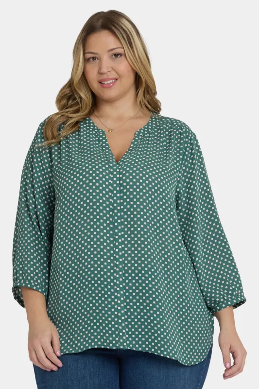 Pintuck Blouse In Plus Size - Adeline Dots sold by NYDJ